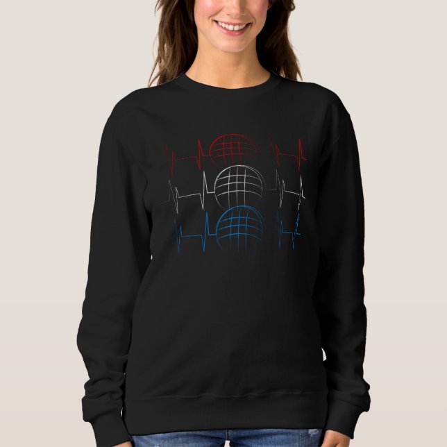 Sudadera Bocce Ball Heartbeat Red White and Blue Colors (Anverso)