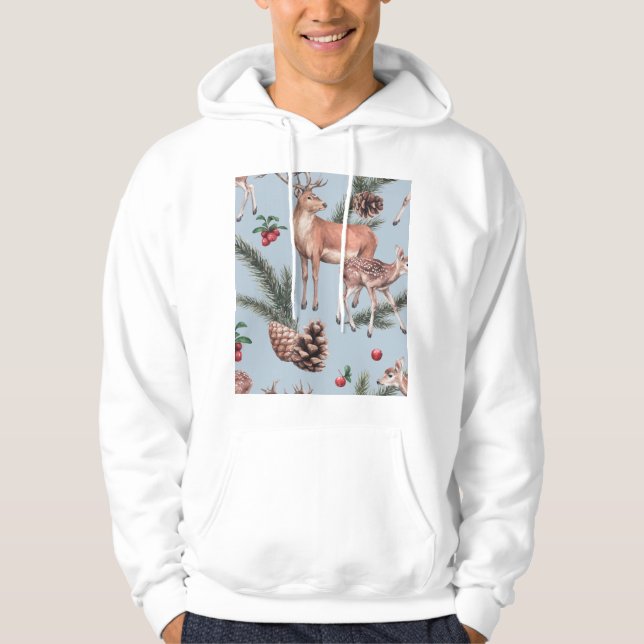 Sudadera Boceto de invierno, fondo azul. (Anverso)