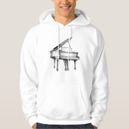 Sudadera Boceto de piano de cola Dibujo en negro y blanco