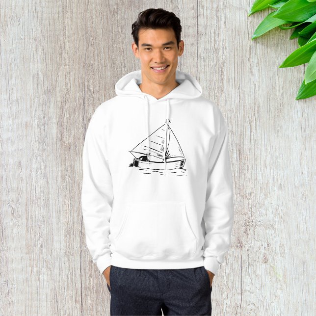 Sudadera Boceto de velero náutico tinta blanca océano (Subido por el creador)