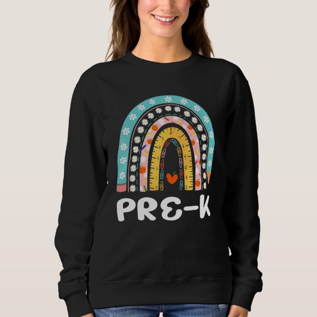 Sudadera Boho Arcoíris Pre K Estudiante Maestro Regreso a l (Anverso)