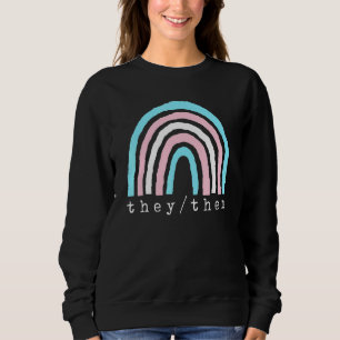 Sudadera Boho Arcoíris Pronombres Trans They Them Orgullo L