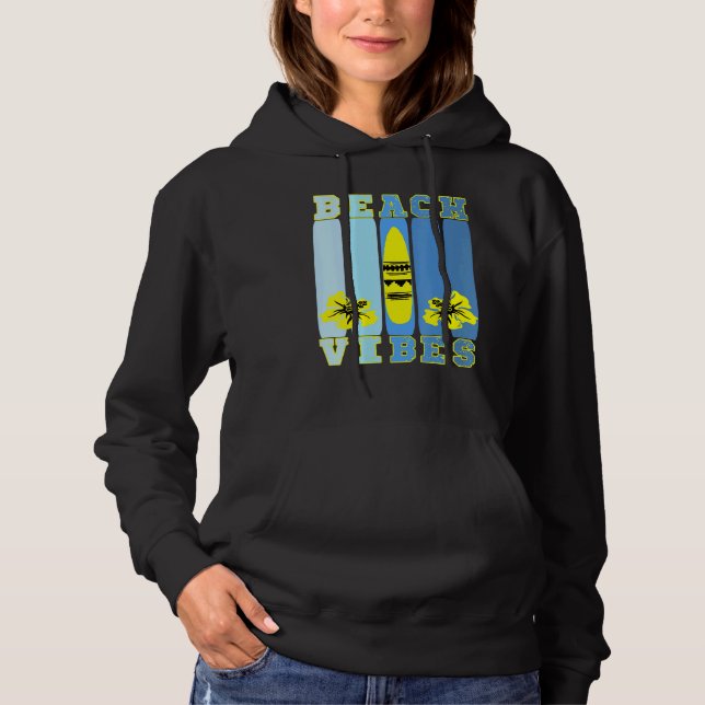 Sudadera Boho Beach Vibes Retro Surfboard Floral Summer (Anverso)