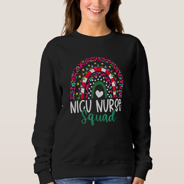 Sudadera Boho Christmas Leopard Rainbow NICU Nurse Squad Nu (Anverso)