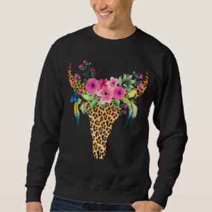Sudadera Boho Cow Bull Skull Leopard Gigante Para Ganado