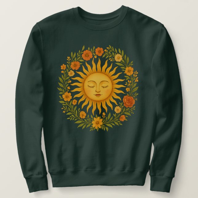 Sudadera Boho Espiritual Sol | Ropa Hippie Celestial con (Anverso del diseño)