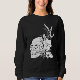 Sudadera Boho Halloween Flores de Cráneo Ocultismo Arte Osc