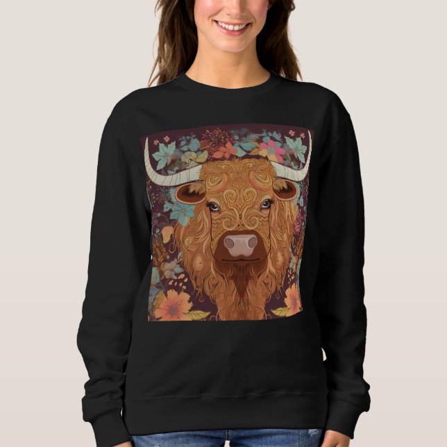 Sudadera Boho Highland Cows (Anverso)