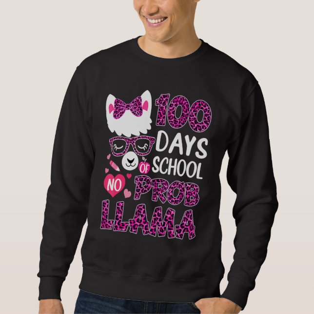 Sudadera Boho Leopard 100 Días De Escuela No Prob Llama Te (Anverso)