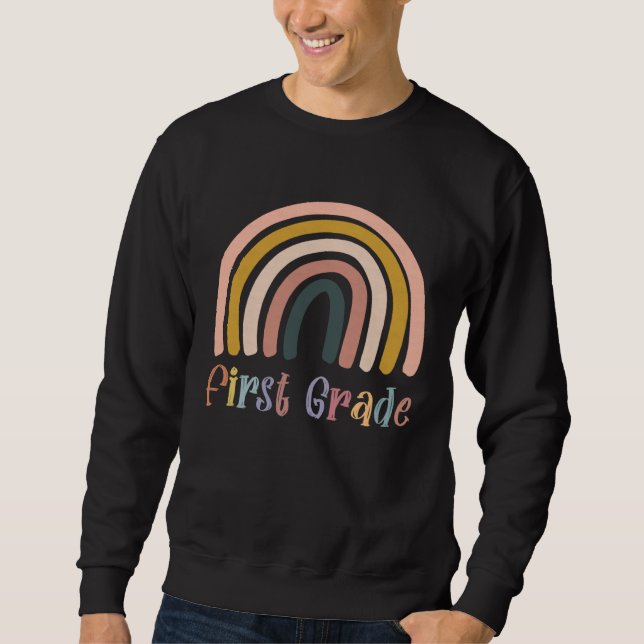 Sudadera Boho Rainbow First Day of School 2021 First Grade  (Anverso)