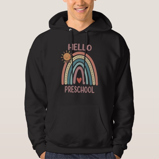 Sudadera Boho Rainbow Heart For Teachers Women Hello Presch (Anverso)