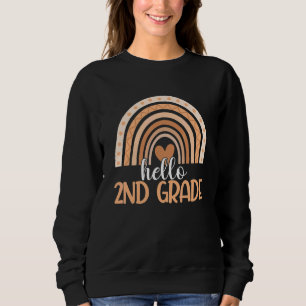 Sudadera Boho Rainbow Hola estudiante de segundo grado