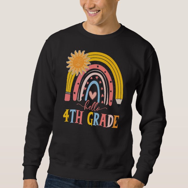 Sudadera Boho Rainbow Hola profesor de cuarto grado Primer  (Anverso)