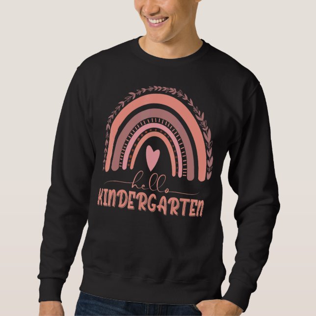 Sudadera Boho Rainbow Hola profesor de guardería de primer  (Anverso)