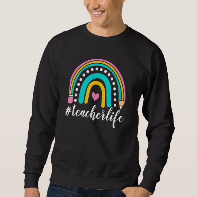 Sudadera Boho Rainbow Teacher Life Feliz 100 días (Anverso)