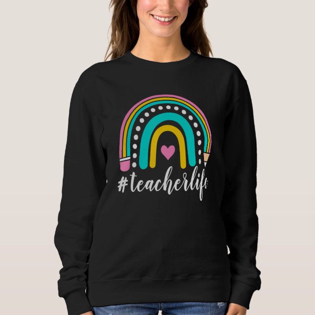 Sudadera Boho Rainbow Teacher Life Feliz 100 días (Anverso)