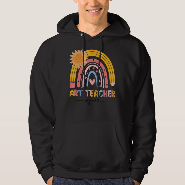 Sudadera Boho Rainbow Teacher Squad Primer Día De La Escuel (Anverso)