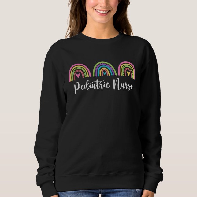 Sudadera Boho Rainbows Pediatric RN Nursing Peds Nurse (Anverso)