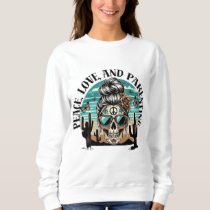 Sudadera Boho Skull Peace and Parenting T-Shirt – Retro Des