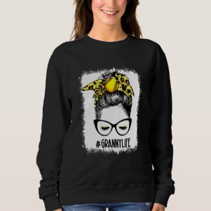 Sudadera Bola blanqueada de softball Granny Messy Bun Game