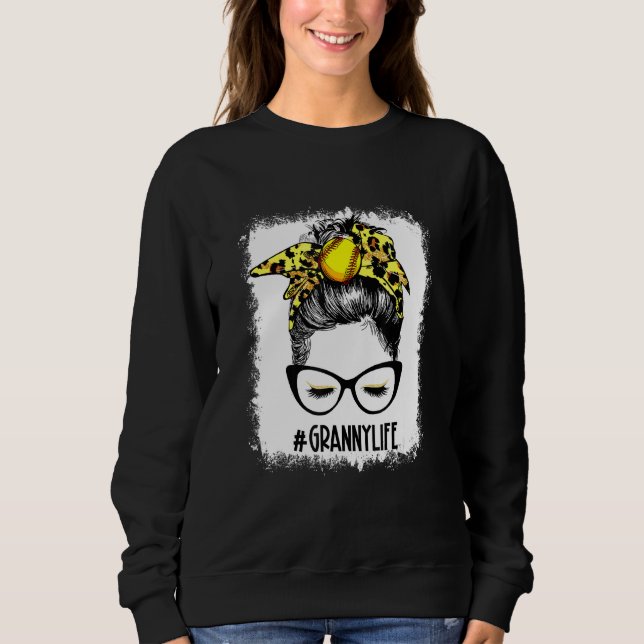 Sudadera Bola blanqueada de softball Granny Messy Bun Game  (Anverso)