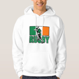 Sudadera bola corriente del jugador del rugbi que mantiene