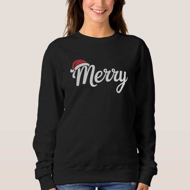 Sudadera Bold Black Merry Christmas Santa Hat (Anverso)