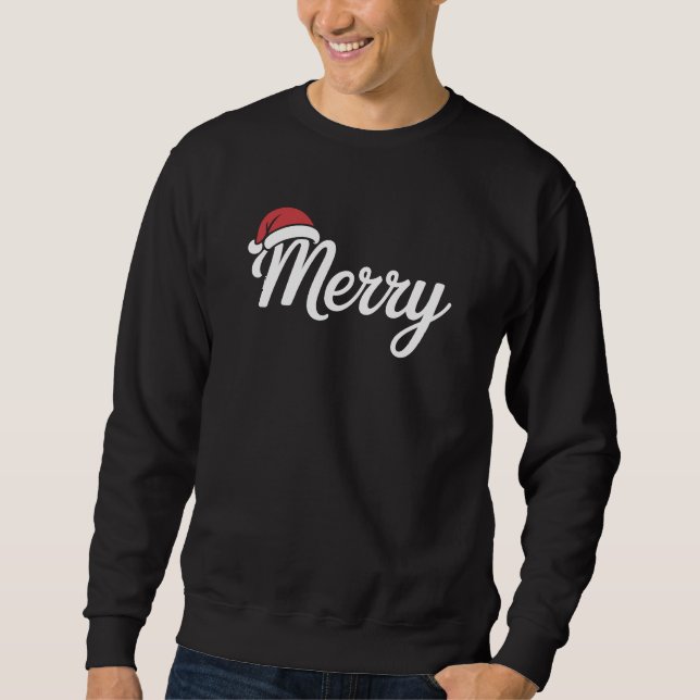 Sudadera Bold Black Merry Christmas Santa Hat (Anverso)