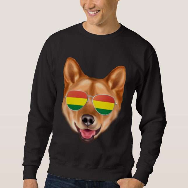 Sudadera Bolivian Flag Finnish Spitz Dog Bolivia Pocket (Anverso)