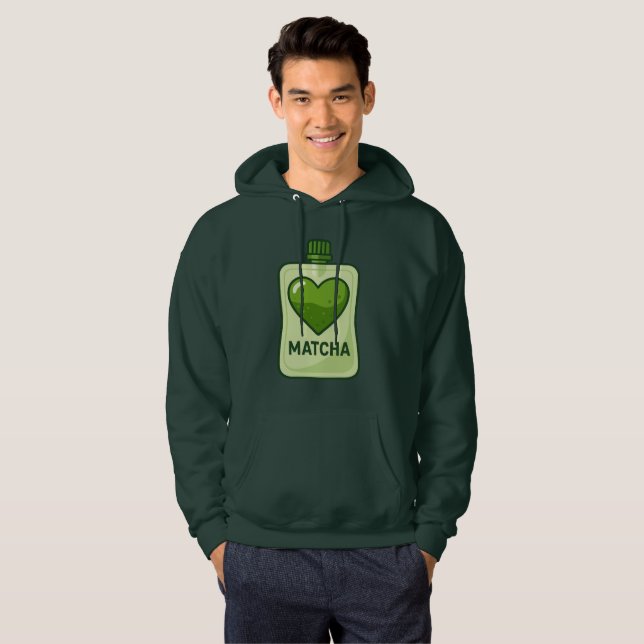 Sudadera Bolsa sérica Matcha con diseño cardiaco (Anverso completo)