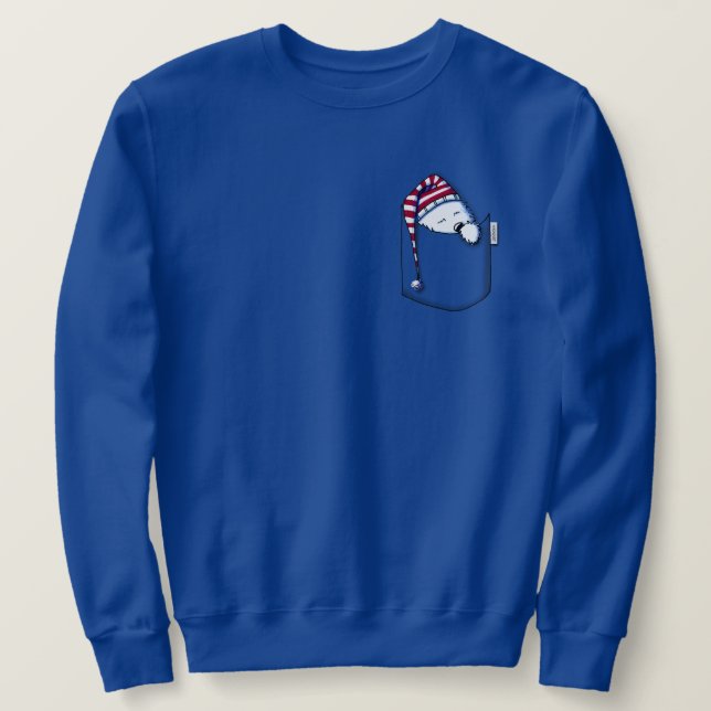 Sudadera Bolsillo Durmiente Westie KiniArt (Anverso del diseño)
