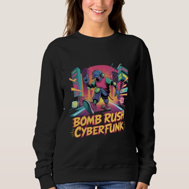 Sudadera Bomb Rush Cyberfunk – Neon Street Rebellion (Anverso)