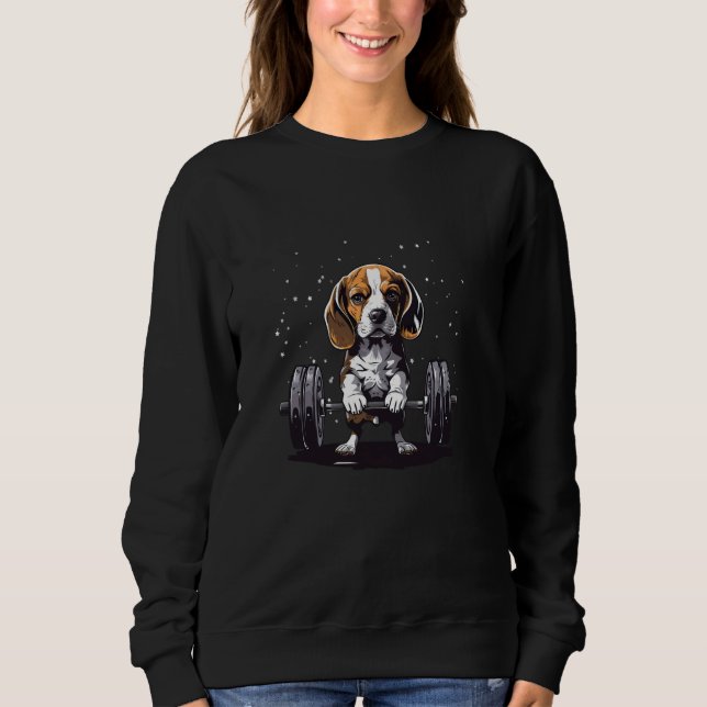 Sudadera Bombeo Levantamiento del peso Gracioso Beagle 2 (Anverso)