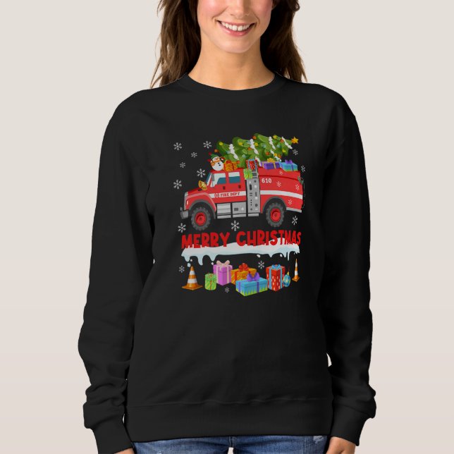 Sudadera Bombero de bomberos de Santa Sleigh Funny C (Anverso)