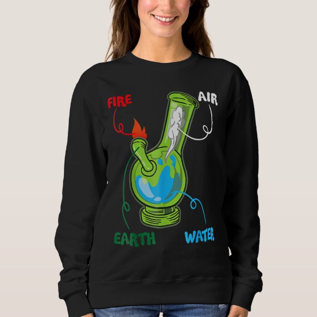 Sudadera Bong Elements Fire Water Earth Air Thc Weed Smokin (Anverso)