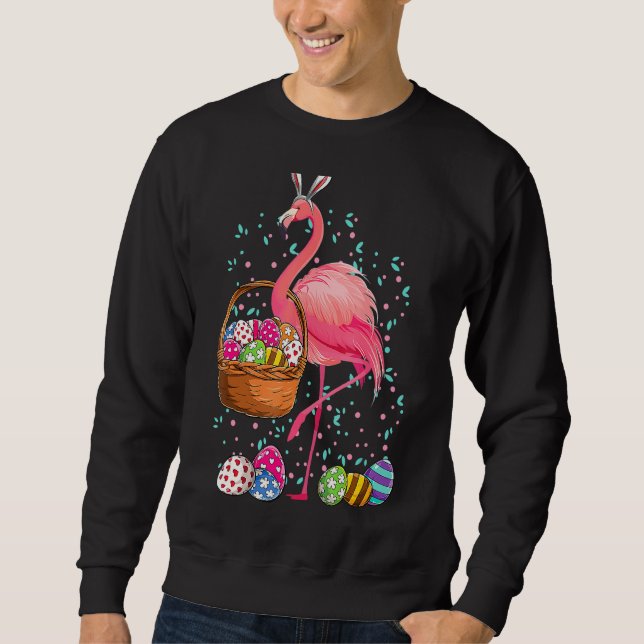 Sudadera Bonito Flamingo Bungalow Con Cesta De Pascua (Anverso)