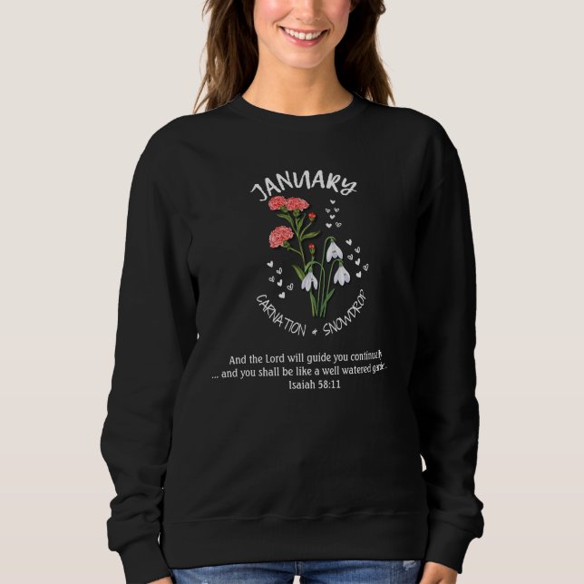 Sudadera Bonito Mes de Nacimiento Flor Enero Cristiano (Anverso)