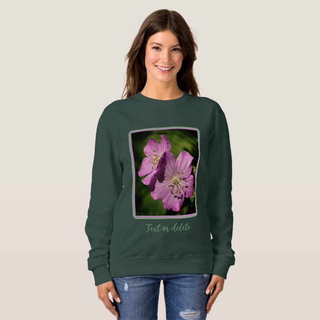 Sudadera Bonito Par de flores de geranio morado personaliza (Anverso completo)