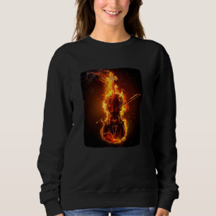 Sudadera Bonito quemando equipo de violín con fuego para mú