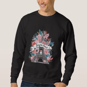 Sudadera Bonjour Paris Eiffel Tower Floral Souvenir francés