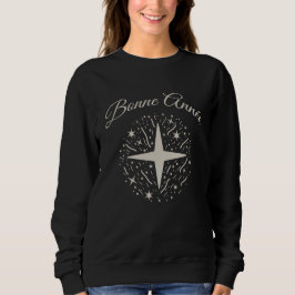Sudadera Bonne Année : design argenté avec des étoiles
