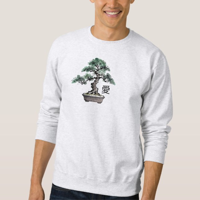 Sudadera Bonsai Tree Sumi-e Style Japanese Love Calligraphy (Anverso)