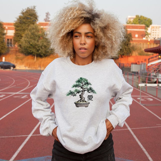 Sudadera Bonsai Tree Sumi-e Style Japanese Love Calligraphy (Subido por el creador)
