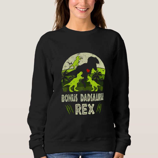 Sudadera Bonus Dad Dinosaur T Rex Bonus Dadsaurus 3 Kids Fa (Anverso)