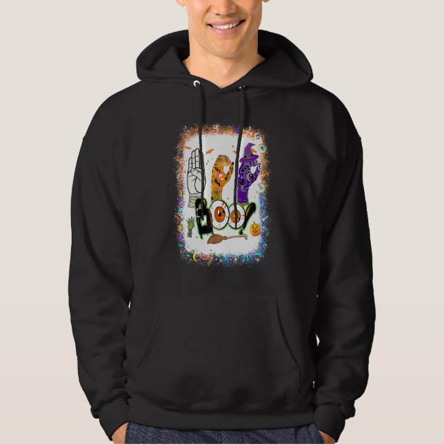 Sudadera Boo American Sign Language ASL Deaf Halloween Cost (Anverso)