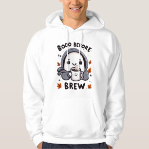 Sudadera Boo antes de preparar gracioso café acogedor fanta