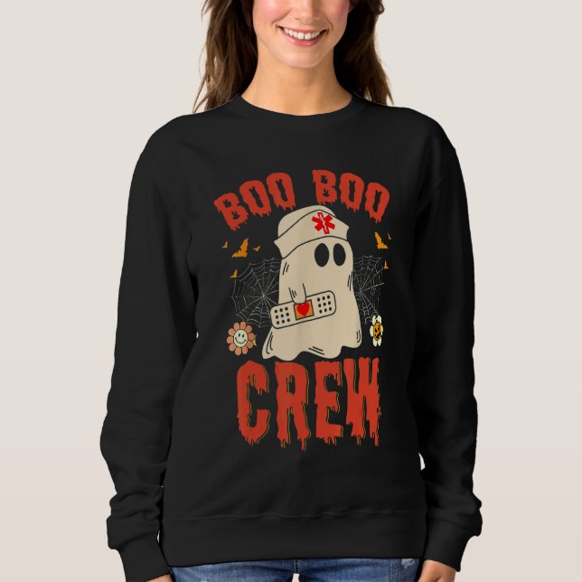Sudadera Boo Boo Crew Nurse Ghost Funny Halloween Costume (Anverso)