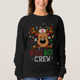 Sudadera Boo Boo Crew Reindeer Nurse Buffalo Plaid Nurse Ch