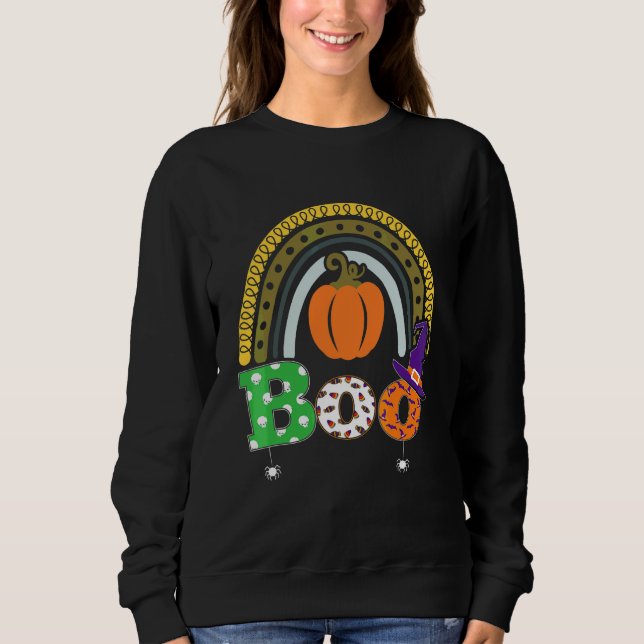 Sudadera Boo Con Arañas Y Sombrero De Bruja Halloween Arcoí (Anverso)