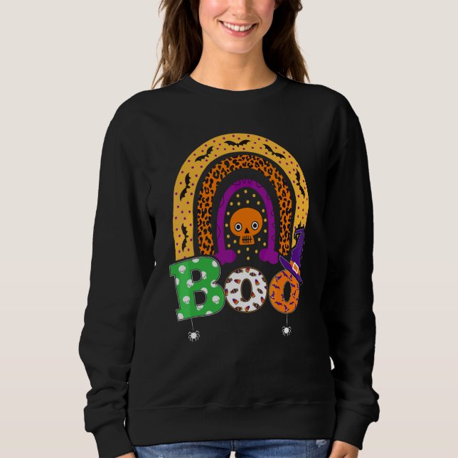Sudadera Boo con arañas y sombrero de bruja Halloween Arcoí (Anverso)